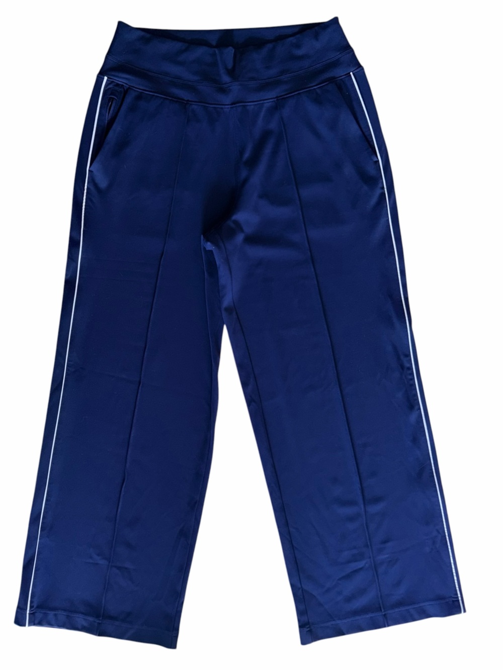 Athleta Venice Wide Leg Travel Pants Eclipse with Racer Stripe Women’s L - Picture 3 of 10
